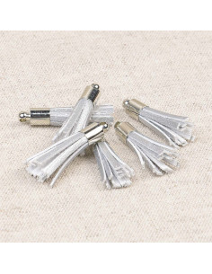 Set van 6 mini pompons - Zilver