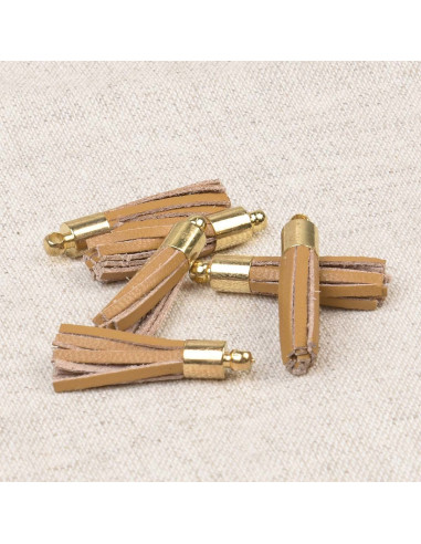Set van 6 mini pompons - Camel