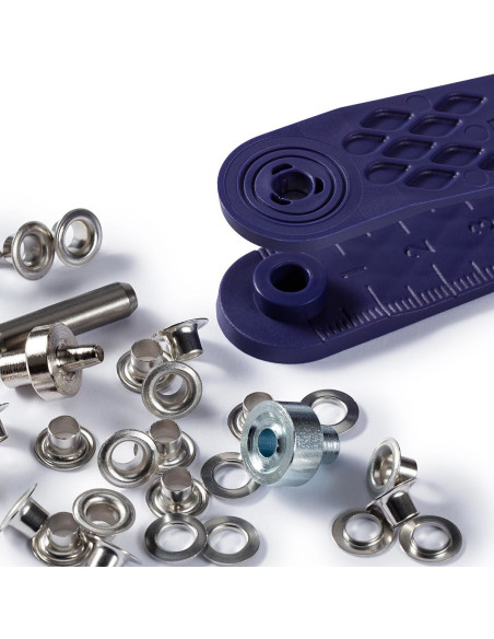 Doos 50 oogjes 4 mm met bevestigingsgereedschap - Zilver