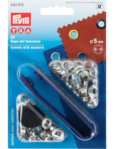 Doos met 40 nestelringen van 5 mm met bevestigingsgereedschap - Zilver