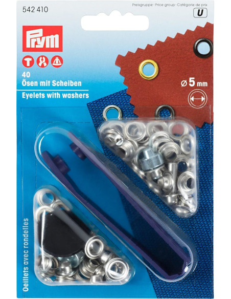 Doos met 40 nestelringen van 5 mm met bevestigingsgereedschap - Zilver