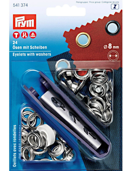 Doos met 24 nestelringen van 8 mm met bevestigingsgereedschap - Zilver