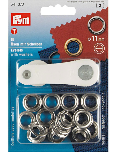 Doos met 15 nestelringen van 11 mm met bevestigingsgereedschap - Zilver