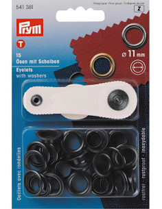 Doos met 15 nestelringen van 11 mm met bevestigingsgereedschap - Zwart