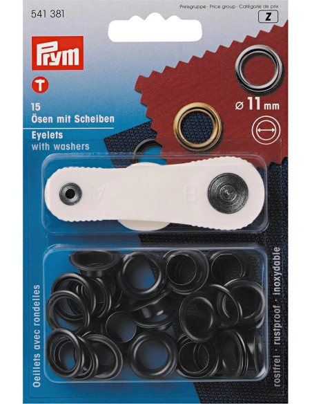 Doos met 15 nestelringen van 11 mm met bevestigingsgereedschap - Zwart