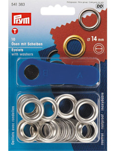 Doos met 10 nestelringen van 14 mm met bevestigingsgereedschap - Zilver