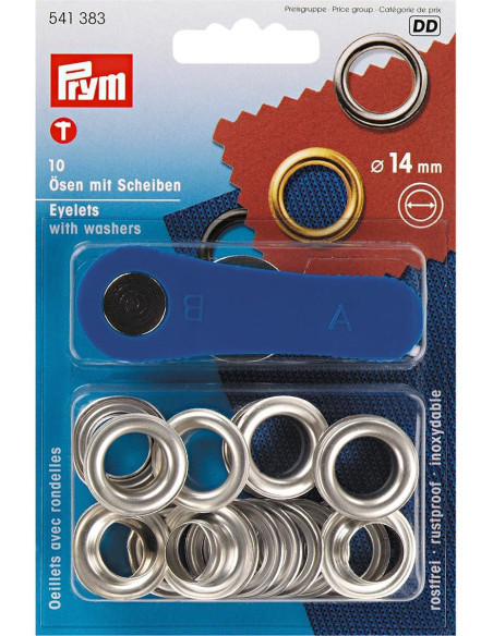 Doos met 10 nestelringen van 14 mm met bevestigingsgereedschap - Zilver