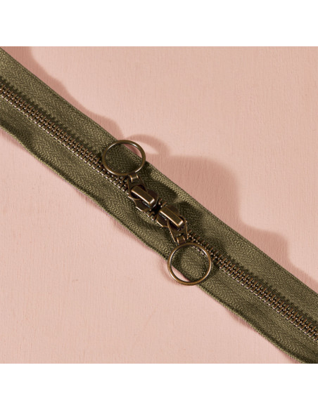 Dubbele ritssluiting messing Ivy Green 60 cm - Atelier Brunette