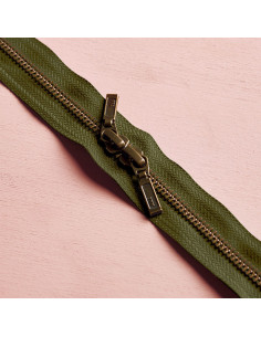Dubbele ritssluiting Messing en Ivy Green 40 cm - Atelier Brunette