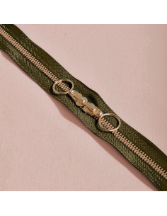 Dubbele schuifsluiting Gold en Ivy Green 40 cm - Atelier Brunette