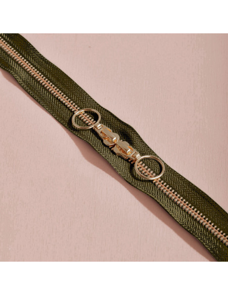 Dubbele schuifsluiting Gold en Ivy Green 40 cm - Atelier Brunette