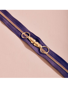 Dubbele schuifsluiting Gold en Majestic Purple 40 cm - Atelier Brunette