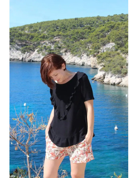 Zwarte viscose crêpe stof - Églantine & Zoé