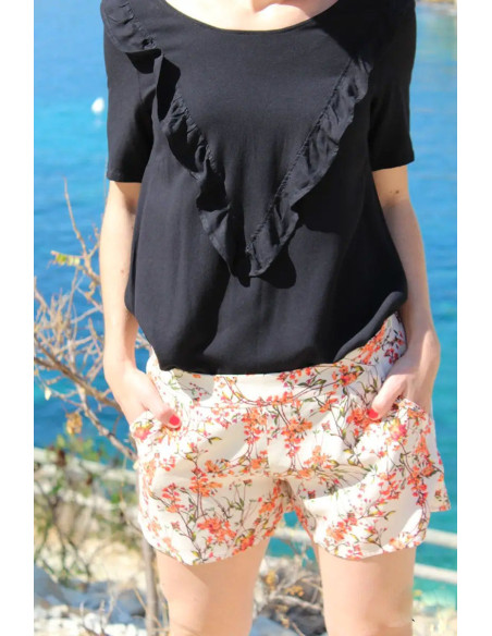 Zwarte viscose crêpe stof - Églantine & Zoé