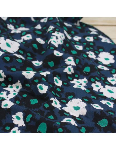 Atlantisch blauwe Carlota viscose keperstof - Églantine & Zoé
