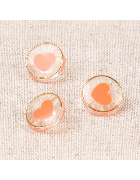 Transparante hartvormige knoop 11 mm - Oranje