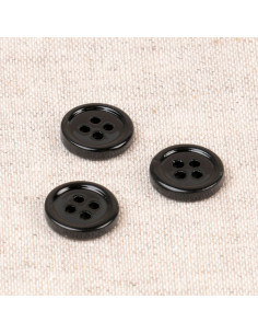 Viergatenschelpknop 11 mm - Zwart