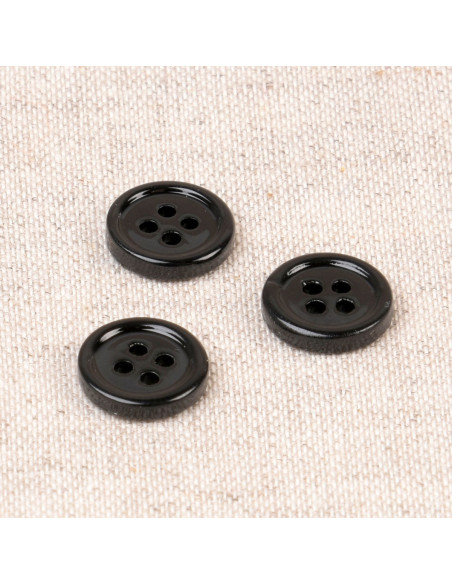 Viergatenschelpknop 11 mm - Zwart
