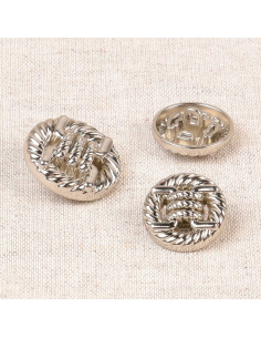 Metalen knoop met staart - Zilver