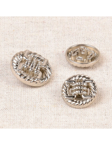 Metalen knoop met staart - Zilver
