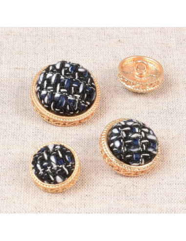 Metalen knoop met staart - Blauw