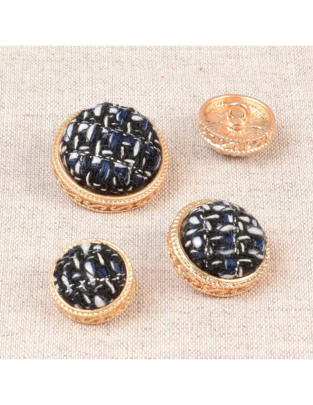 Metalen knoop met staart - Blauw