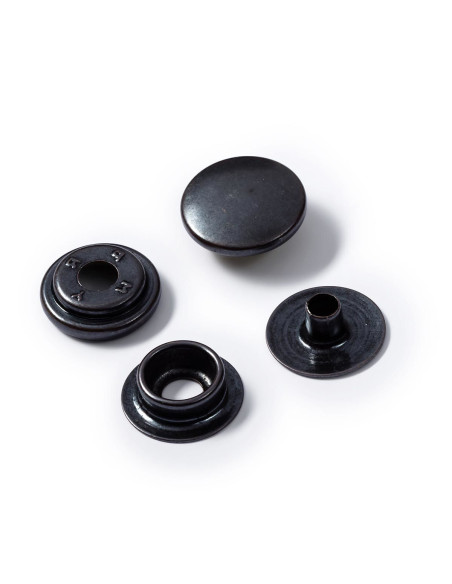 Doos met 10 sport camping drukknopen zwart met gereedschap 15 mm