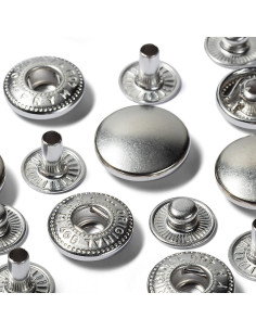 Navulverpakking van 10 anorak drukknopen 15 mm Zilver 2