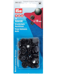 Navulverpakking van 10 anorak drukknopen 15 mm Bruni
