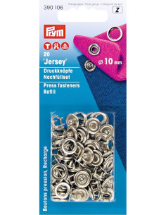 Navulling van 20 jersey drukknopen 10 mm Zilver