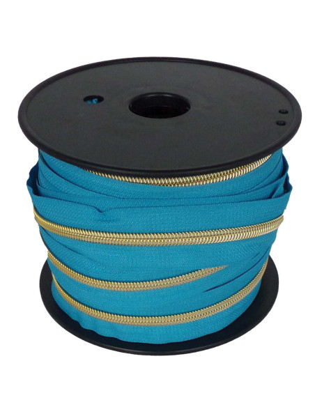 Nylon sluiting 5 mm lurex - Eendblauw