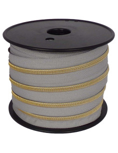 Nylon sluiting 5 mm lurex - Duifgrijs en goud