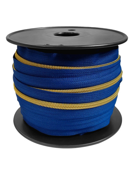 Nylon sluiting 5 mm lurex - Bugatti blauw en goud