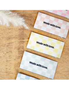Set van 5 labels om op te naaien - Made with love