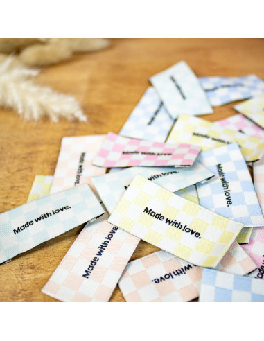 Set van 5 labels om op te naaien - Made with love