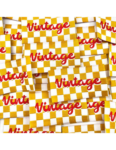 Set van 5 vintage geweven labels om op te naaien