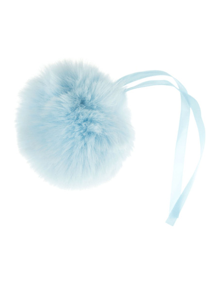 Imitatiebont pompon 11 cm - Babyblauw