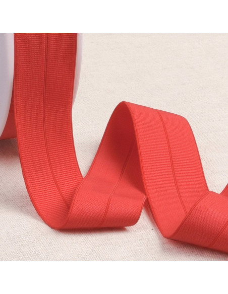 Voorgevouwen elastische biaisband van grofkorrelige stof 30 mm breed - Rood