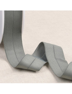 Voorgevouwen elastische biaisband van grofkorrelige stof, 30 mm breed - Grijs