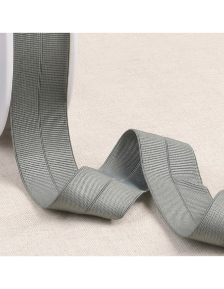 Voorgevouwen elastische biaisband van grofkorrelige stof, 30 mm breed - Grijs