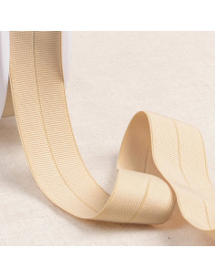 Voorgevouwen elastische biaisband van grofkorrelige stof, 30 mm breed - Beige