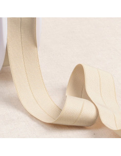 Voorgevouwen elastische biaisband van grofkorrelige stof, 30 mm breed - Ecru