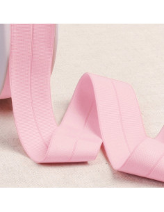 Voorgevouwen elastische biaisband van grofkorrelige stof, 30 mm breed - Roze