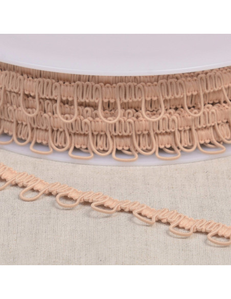Elastische knoopsgatenband - Huidkleurig