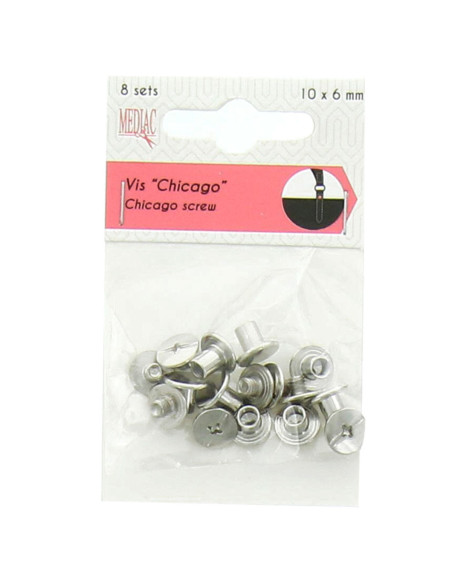 8 sets Chicago-schroeven 10 mm x 6 mm - Zilver