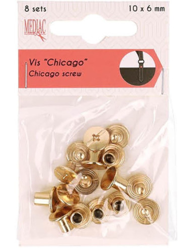 8 sets Chicago-schroeven 10 mm x 6 mm - Goud