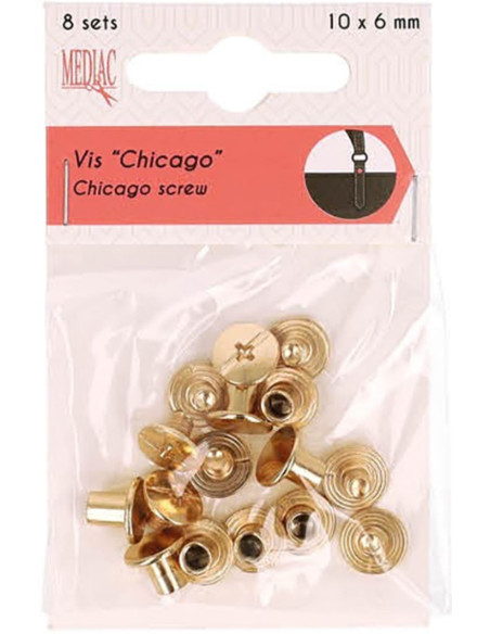 8 sets Chicago-schroeven 10 mm x 6 mm - Goud