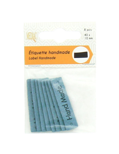 Set van 6 nep-etiketten - Hand Made blauw