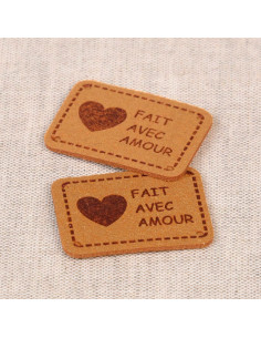 Set van 6 nep-etiketten - Gemaakt met liefde beige