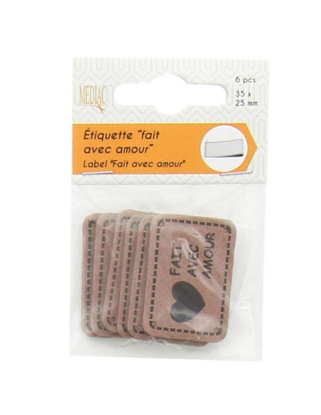 Set van 6 nep-etiketten - Gemaakt met liefde beige